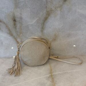 GiGi New York Beige Round Crossbody Bag
